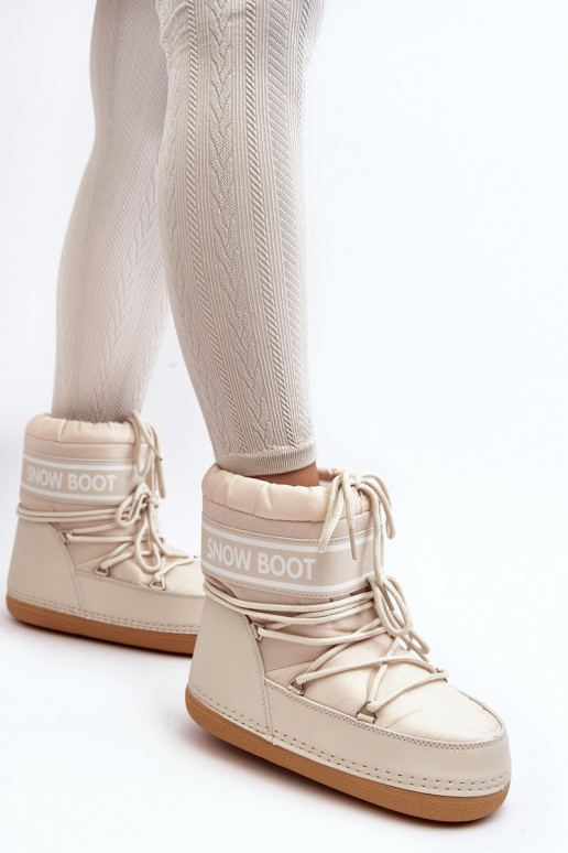 Women's lace-up snow boots beige Soia