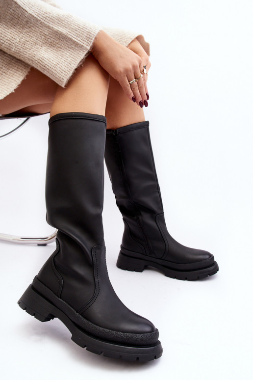 Women's Insulated Flat Heel Boots Black Desiren Women's Insulated Flat Heel Boots Black Desiren