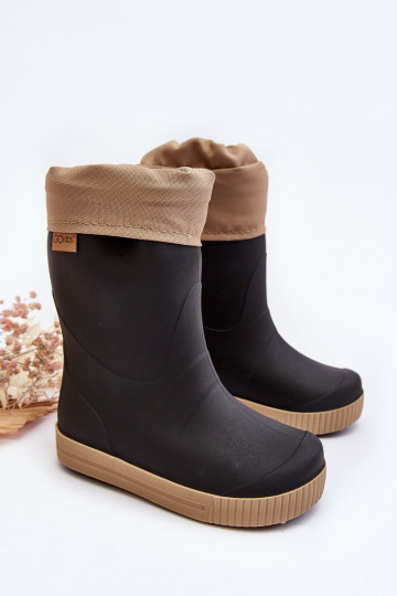 Children's rubber boots with heating Snow Wave Gokids 981 Black and beige 2