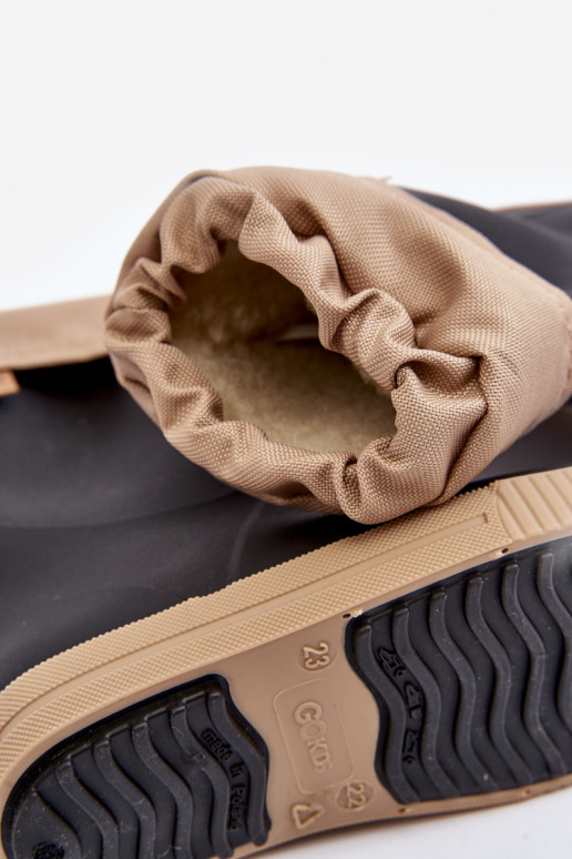 Children's rubber boots with heating Snow Wave Gokids 981 Black and beige