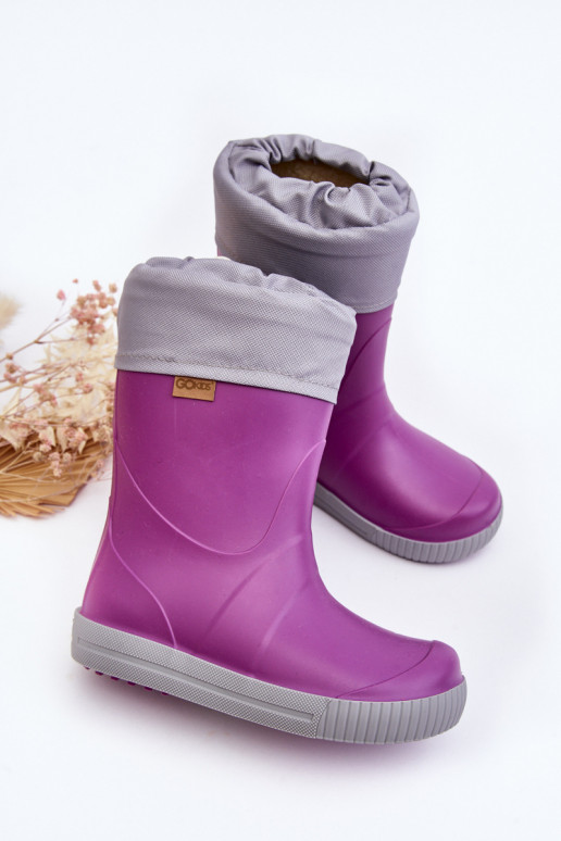 Children's rubber boots with heating Snow Wave Gokids 981 Purple