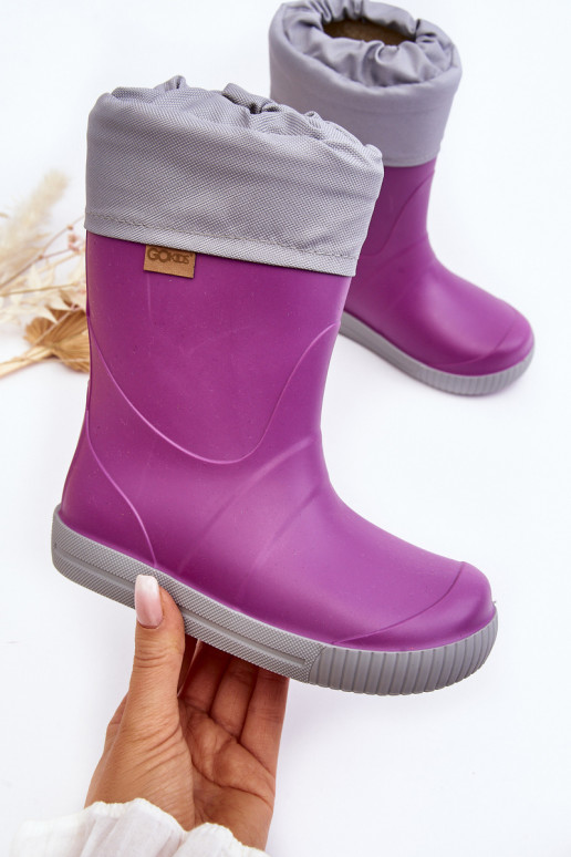 Children's rubber boots with heating Snow Wave Gokids 981 Purple