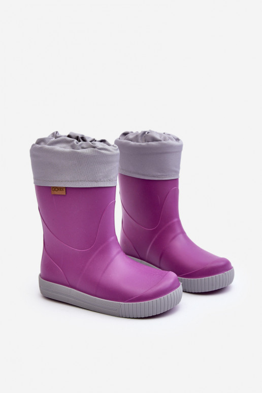 Children's rubber boots with heating Snow Wave Gokids 981 Purple