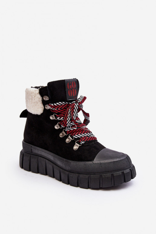 Lined Boots Trappers on Thick Sole Black Ralotta Lined Boots Trappers on Thick Sole Black Ralotta