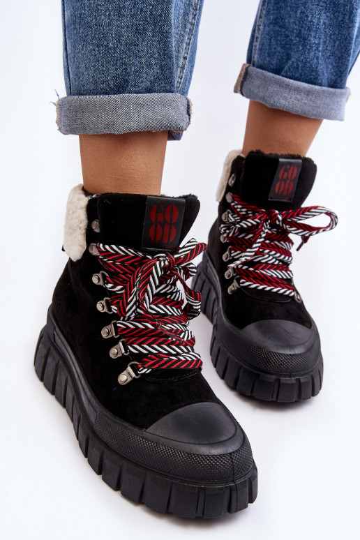 Lined Boots Trappers on Thick Sole Black Ralotta Lined Boots Trappers on Thick Sole Black Ralotta