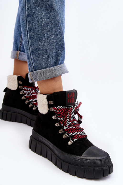 Lined Boots Trappers on Thick Sole Black Ralotta Lined Boots Trappers on Thick Sole Black Ralotta