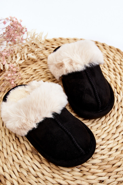 Children's Slippers with Fur Black Befana Children's Slippers with Fur Black Befana