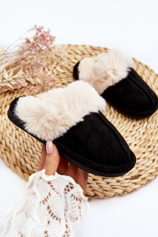 Children's Slippers with Fur Black Befana Children's Slippers with Fur Black Befana
