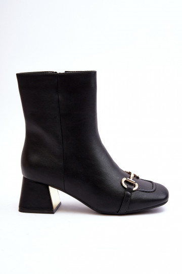 Ankle boots with heels with ornaments in black Adinah 2