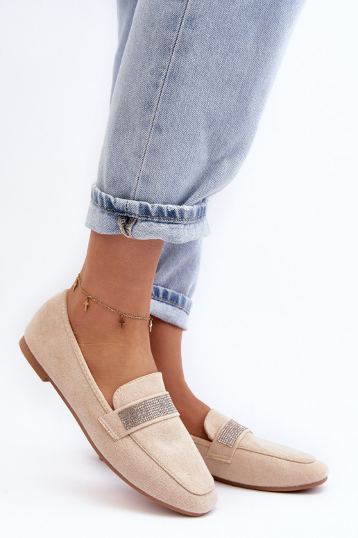 Moccasins with shimmering eyelets beige Ralrika Moccasins with shimmering eyelets beige Ralrika