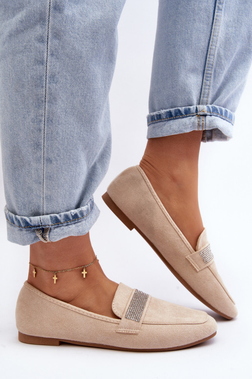 Moccasins with shimmering eyelets beige Ralrika Moccasins with shimmering eyelets beige Ralrika