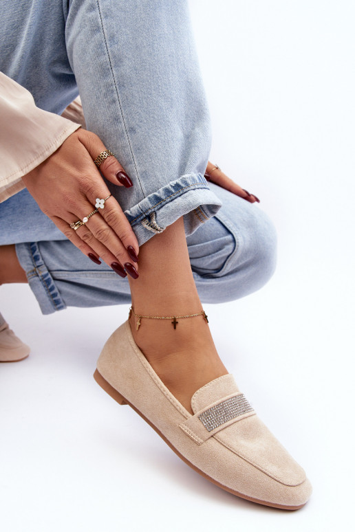 Moccasins with shimmering eyelets beige Ralrika Moccasins with shimmering eyelets beige Ralrika