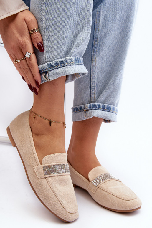Moccasins with shimmering eyelets beige Ralrika Moccasins with shimmering eyelets beige Ralrika