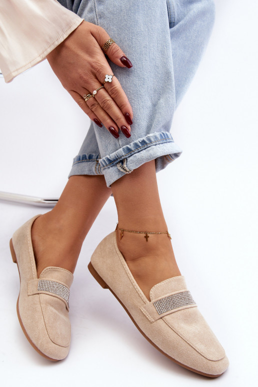 Moccasins with shimmering eyelets beige Ralrika Moccasins with shimmering eyelets beige Ralrika