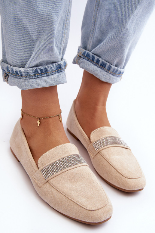 Moccasins with shimmering eyelets beige Ralrika Moccasins with shimmering eyelets beige Ralrika