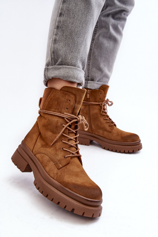 Women's boots with massive sole in brown color Narelona Women's boots with massive sole in brown color Narelona