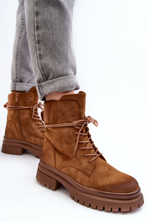 Women's boots with massive sole in brown color Narelona Women's boots with massive sole in brown color Narelona