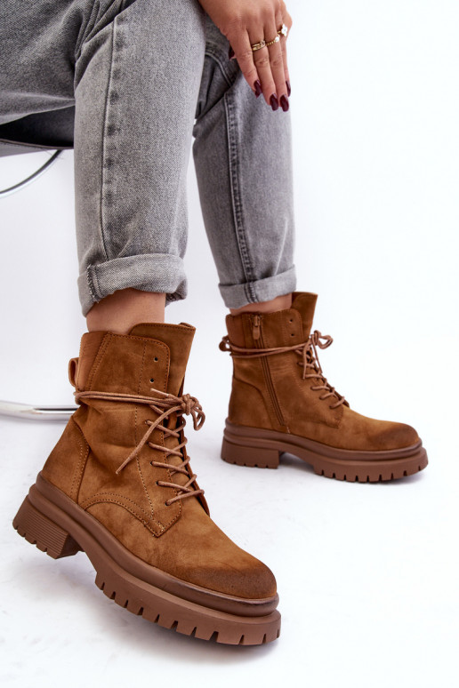 Women's boots with massive sole in brown color Narelona Women's boots with massive sole in brown color Narelona