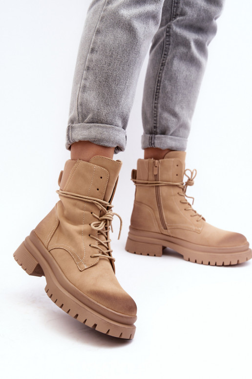 Women's boots with massive sole beige Narelona Women's boots with massive sole beige Narelona