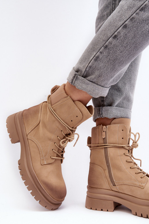 Women's boots with massive sole beige Narelona Women's boots with massive sole beige Narelona