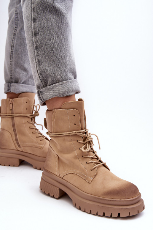 Women's boots with massive sole beige Narelona Women's boots with massive sole beige Narelona