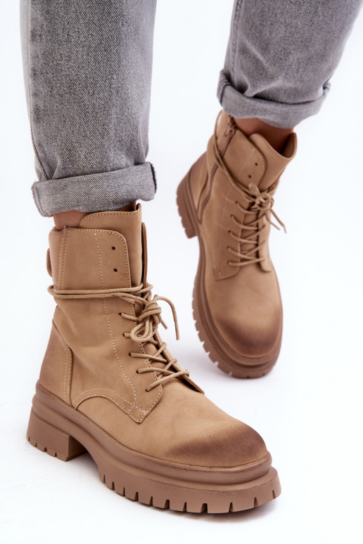Women's boots with massive sole beige Narelona Women's boots with massive sole beige Narelona