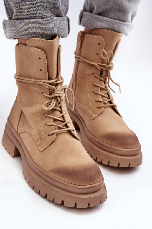 Women's boots with massive sole beige Narelona Women's boots with massive sole beige Narelona