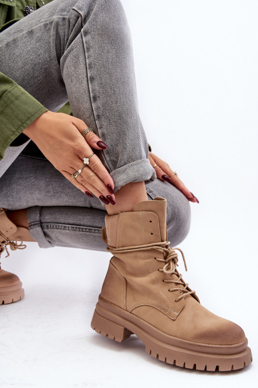 Women's boots with massive sole beige Narelona Women's boots with massive sole beige Narelona