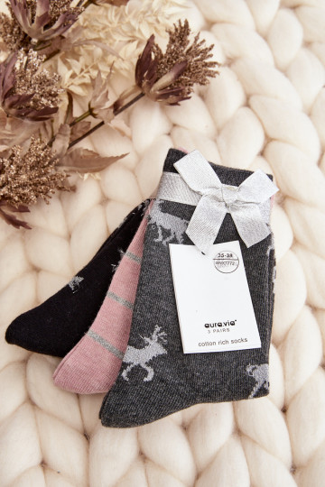 Christmas socks 3-Pak gray-pink 2