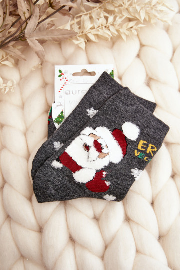 Socks with Santa Claus gray color 2