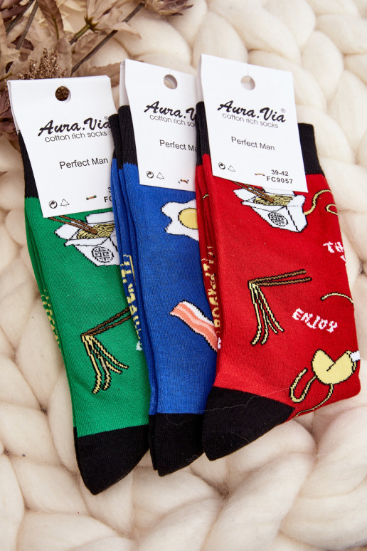 red patterned socks