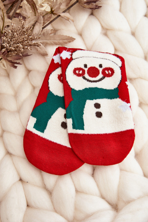Red Christmas socks with snowmen