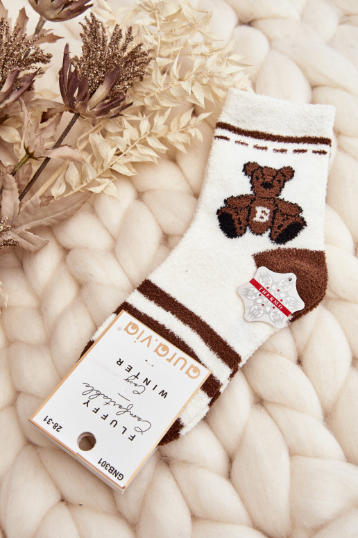 Warm socks White-brown color Warm socks White-brown color
