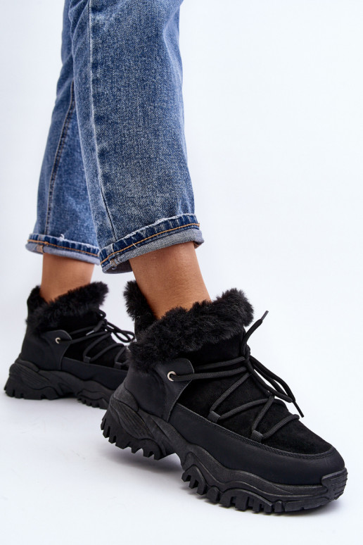 Women's Ankle Boots with Fur Lining Black Cresandi