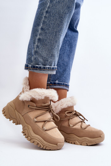 Women's Beige Fur-lined Ankle Boots Cresandi 2