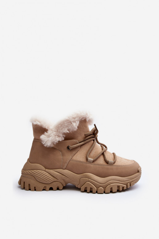 Women's Beige Fur-lined Ankle Boots Cresandi Women's Beige Fur-lined Ankle Boots Cresandi