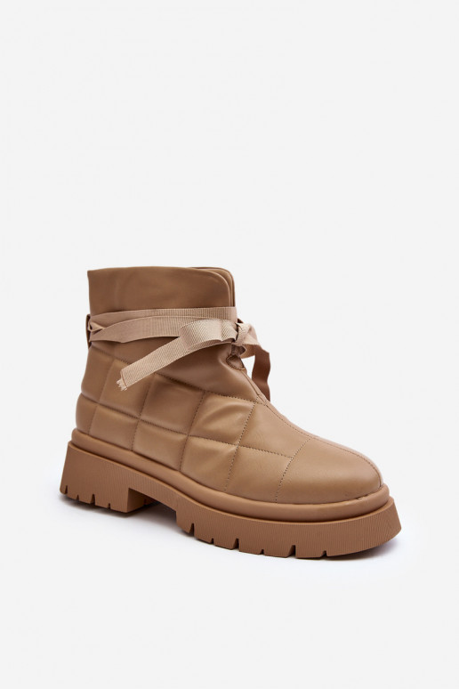 Women's Ankle Boots with Quilting and Lacing Khaki Bizzanti Women's Ankle Boots with Quilting and Lacing Khaki Bizzanti