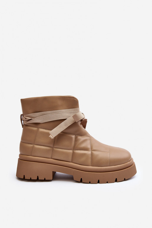 Women's Ankle Boots with Quilting and Lacing Khaki Bizzanti Women's Ankle Boots with Quilting and Lacing Khaki Bizzanti