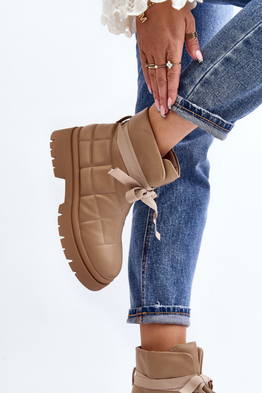 Women's Ankle Boots with Quilting and Lacing Khaki Bizzanti Women's Ankle Boots with Quilting and Lacing Khaki Bizzanti