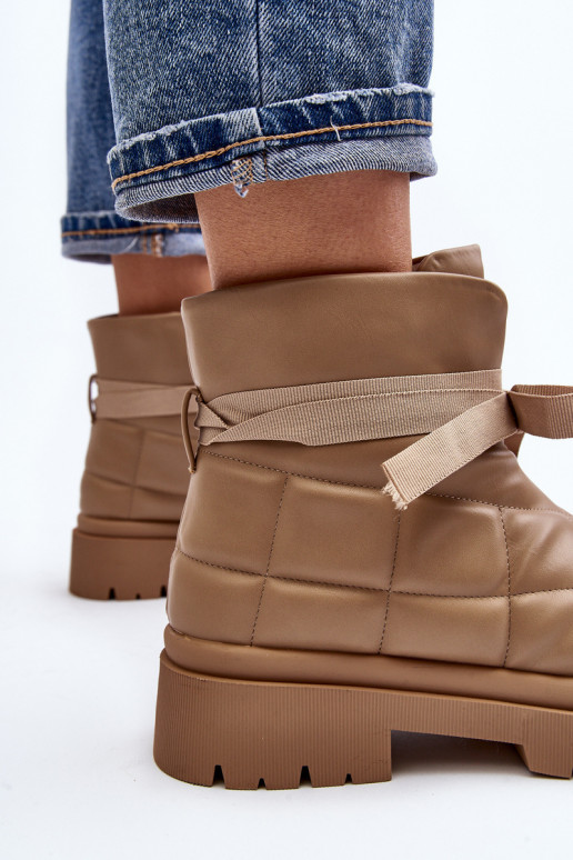 Women's Ankle Boots with Quilting and Lacing Khaki Bizzanti Women's Ankle Boots with Quilting and Lacing Khaki Bizzanti