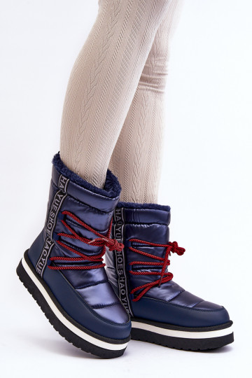 Women's Snow Boots with Laces Navy Lilara 2