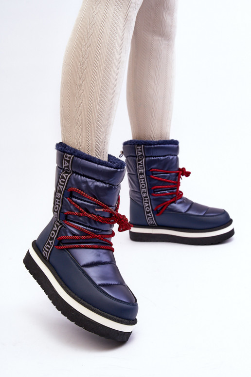Women's Snow Boots with Laces Navy Lilara Women's Snow Boots with Laces Navy Lilara