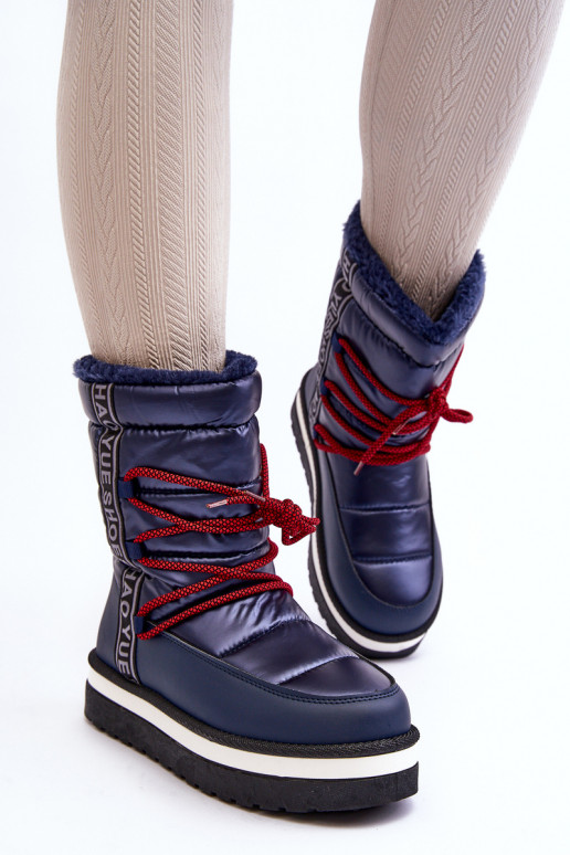 Women's Snow Boots with Laces Navy Lilara Women's Snow Boots with Laces Navy Lilara