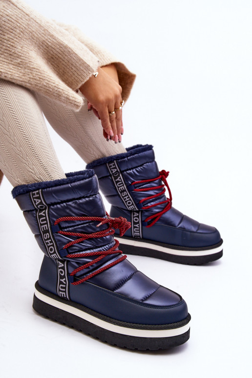 Women's Snow Boots with Laces Navy Lilara Women's Snow Boots with Laces Navy Lilara