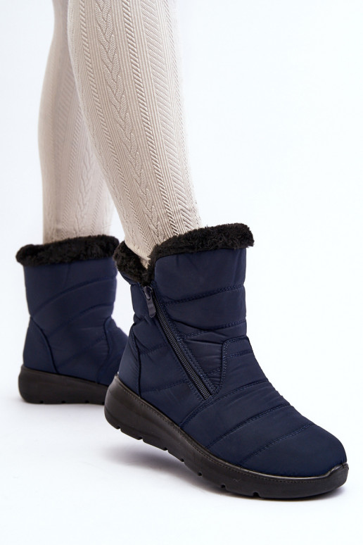 Women's snow boots with zipper and fur lining navy blue Zeuna Women's snow boots with zipper and fur lining navy blue Zeuna