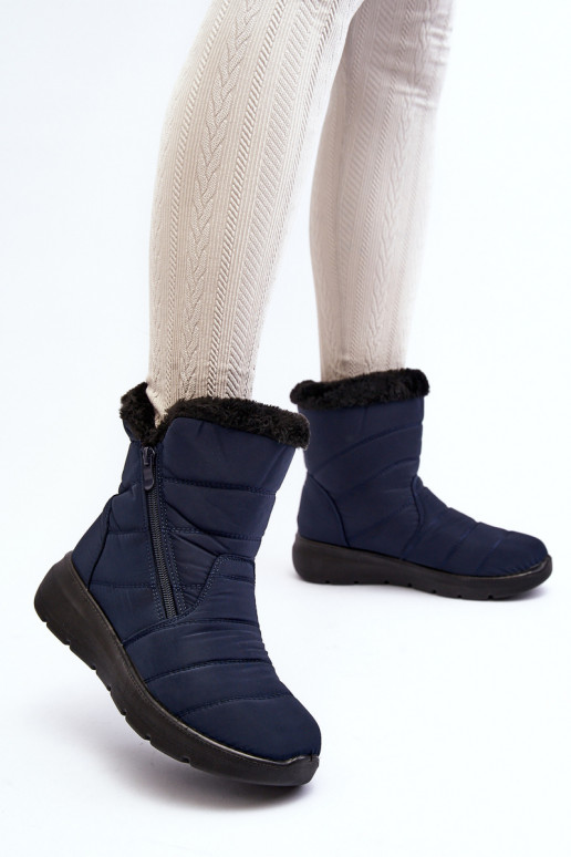 Women's snow boots with zipper and fur lining navy blue Zeuna Women's snow boots with zipper and fur lining navy blue Zeuna