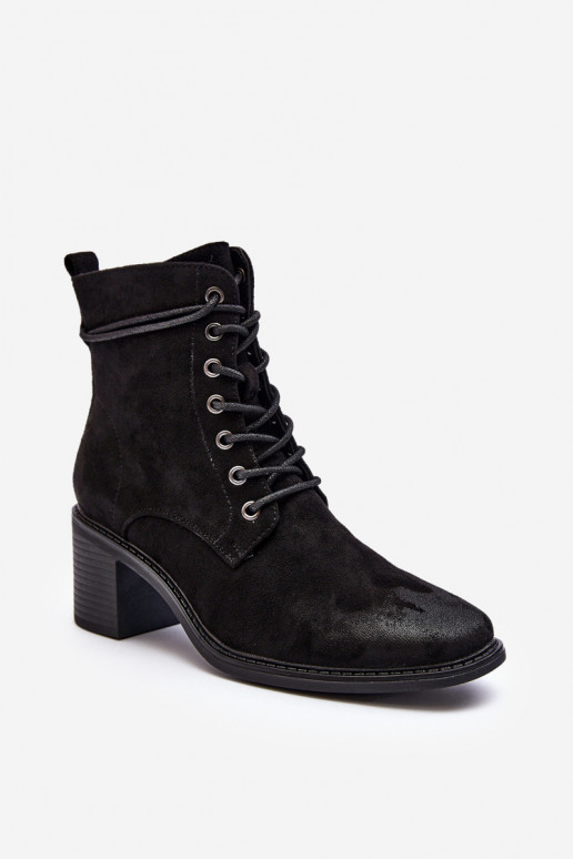 Women's Low Heel Lace-up Black Ankle Boots Serellia Women's Low Heel Lace-up Black Ankle Boots Serellia