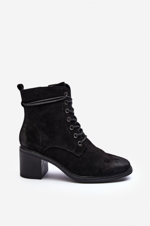 Women's Low Heel Lace-up Black Ankle Boots Serellia Women's Low Heel Lace-up Black Ankle Boots Serellia