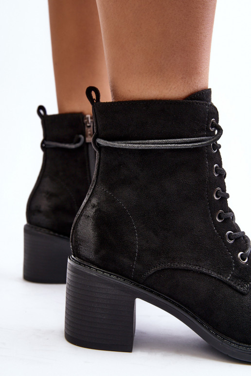 Women's Low Heel Lace-up Black Ankle Boots Serellia Women's Low Heel Lace-up Black Ankle Boots Serellia