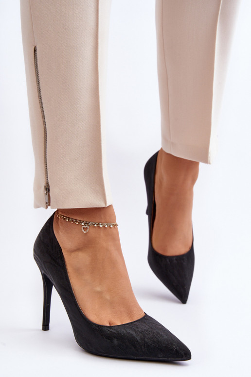 Black Glitter Decorated High Heels Klonisa Black Glitter Decorated High Heels Klonisa